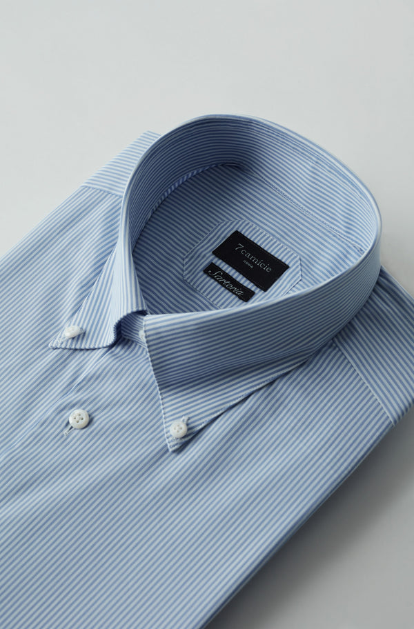 Chemise Homme Coton Premium Bleu clair Blanc