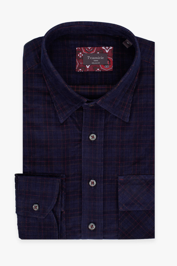 Camicia Uomo Sport in Velluto con Tasche
