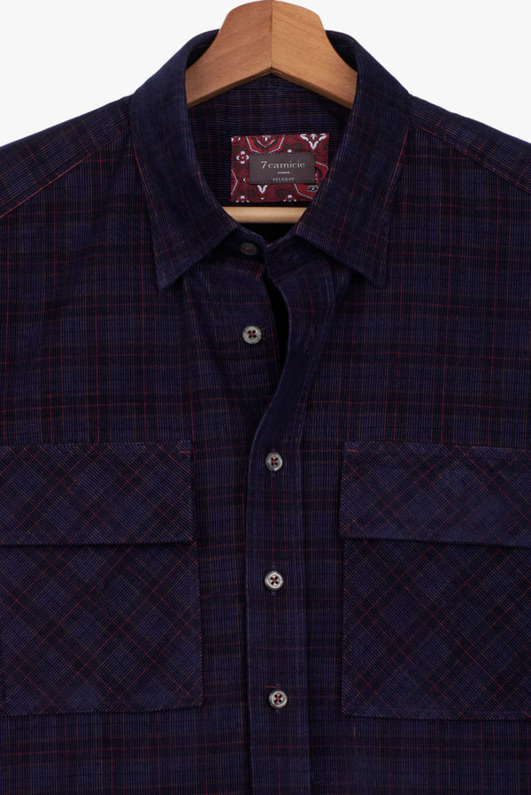 Camicia Uomo Sport in Velluto con Tasche