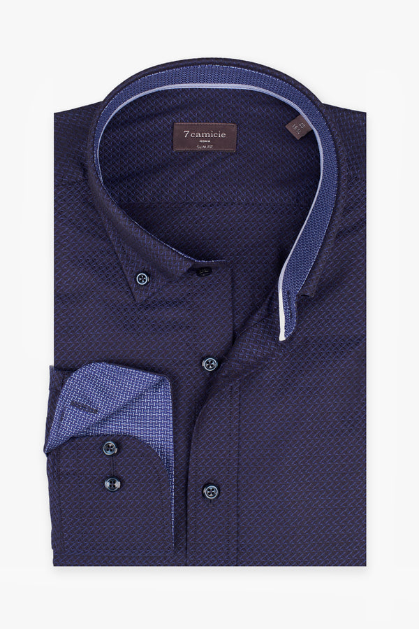 Camisa Hombre Leonardo Sport Jacquard Azul Azul