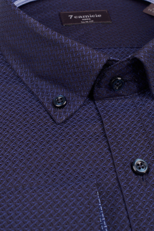 Camisa Hombre Leonardo Sport Jacquard Azul Azul