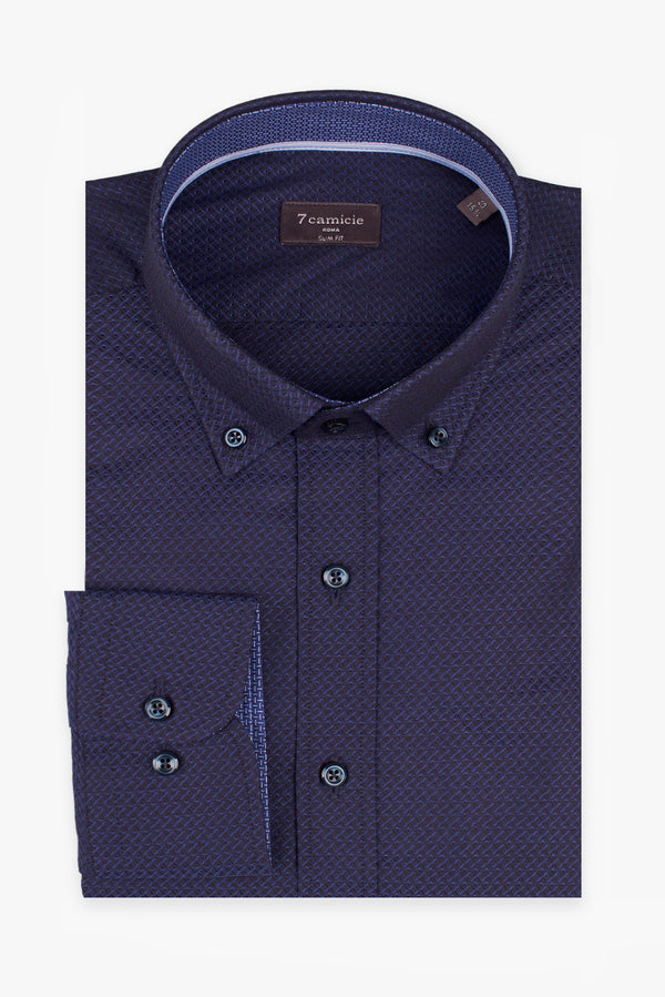 Camisa Hombre Leonardo Sport Jacquard Azul Azul