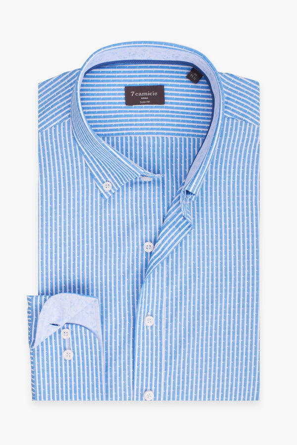 Camisa Hombre Leonardo Sport Jacquard Azul Blanco