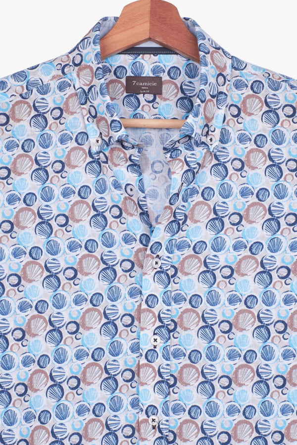 Chemise Homme Leonardo Sport Lin Beige Bleu