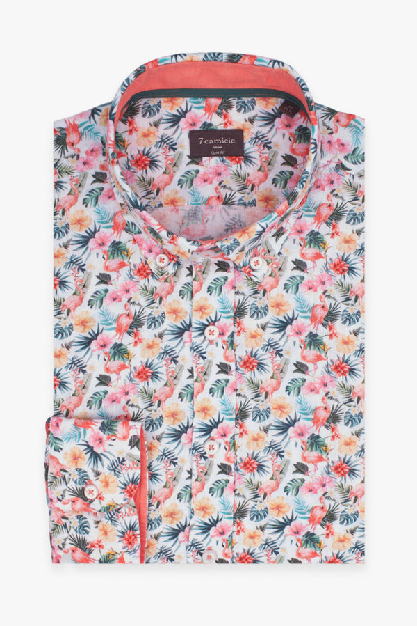 Leonardo Sport Linen Man Shirt White Pink