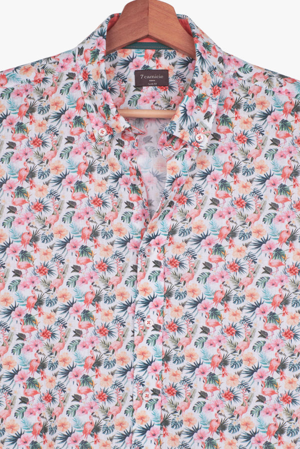 Leonardo Sport Linen Man Shirt White Pink