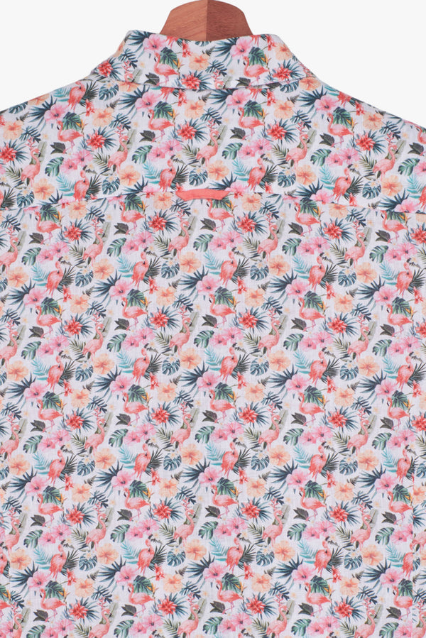 Leonardo Sport Linen Man Shirt White Pink