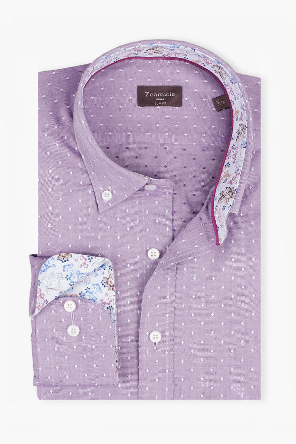 Chemise Homme Leonardo Sport Oxford Lilas Blanc