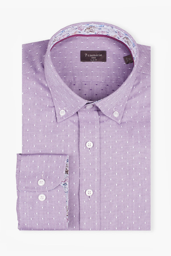 Chemise Homme Leonardo Sport Oxford Lilas Blanc