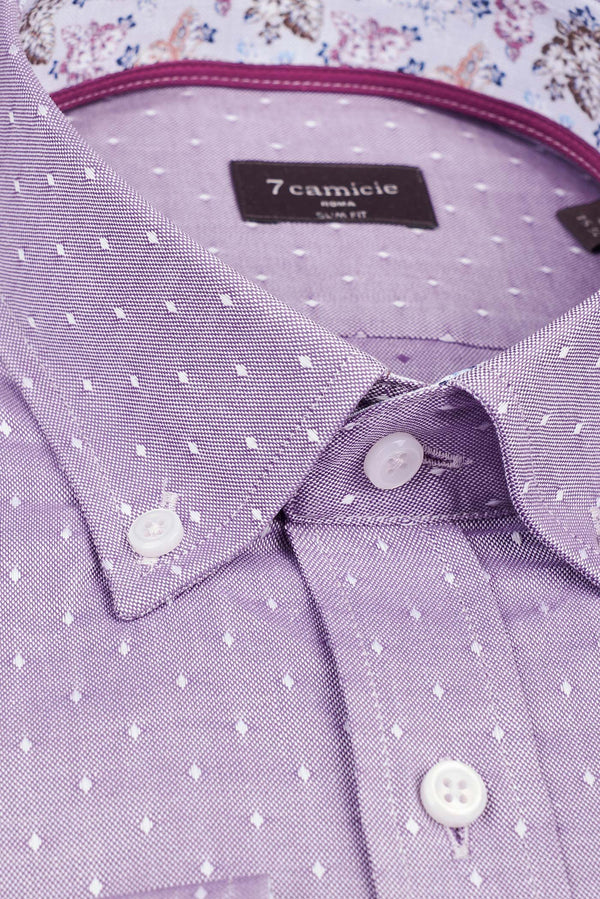 Chemise Homme Leonardo Sport Oxford Lilas Blanc
