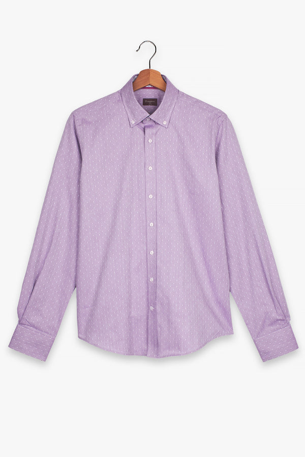Chemise Homme Leonardo Sport Oxford Lilas Blanc