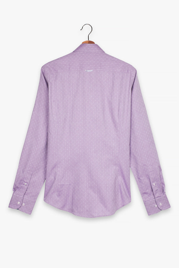 Chemise Homme Leonardo Sport Oxford Lilas Blanc