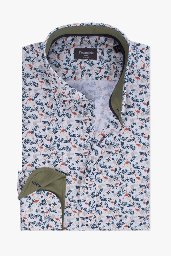 Camicia Uomo Leonardo Sport Popelin Bianco Verde