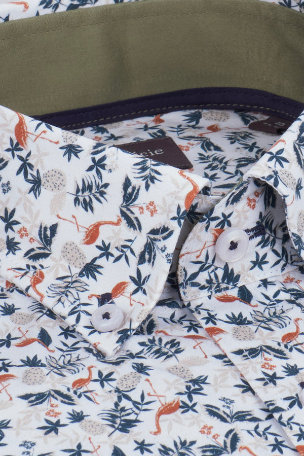 Camicia Uomo Leonardo Sport Popelin Bianco Verde