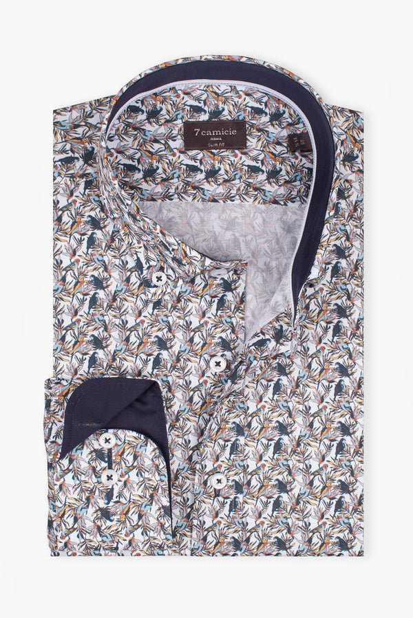 Camisa Hombre Leonardo Sport Popelin Blanco Azul