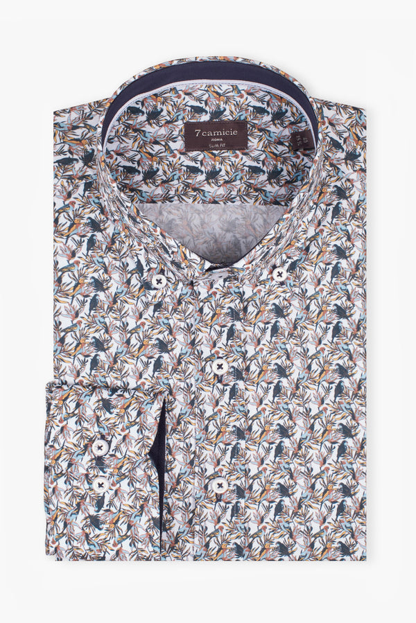 Camisa Hombre Leonardo Sport Popelin Blanco Azul