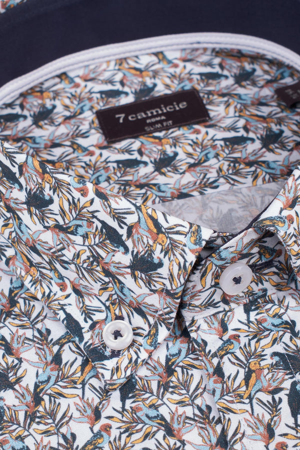 Camisa Hombre Leonardo Sport Popelin Blanco Azul