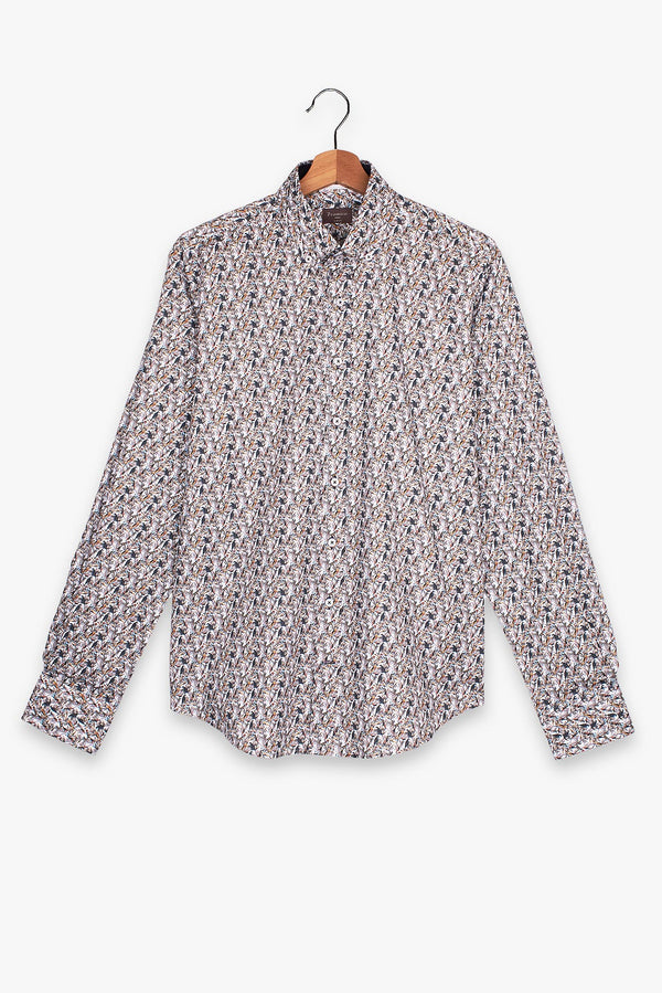 Camisa Hombre Leonardo Sport Popelin Blanco Azul