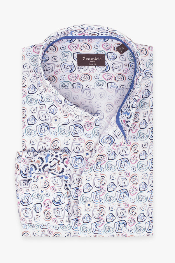 Camisa Hombre Leonardo Sport Popelin Blanco Azul