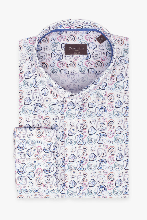Camisa Hombre Leonardo Sport Popelin Blanco Azul