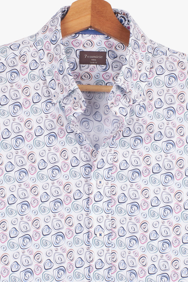 Camisa Hombre Leonardo Sport Popelin Blanco Azul