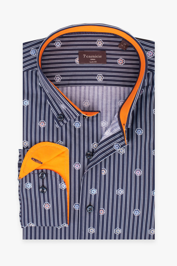 Camicia Uomo Leonardo Sport Popelin Blu Bianco