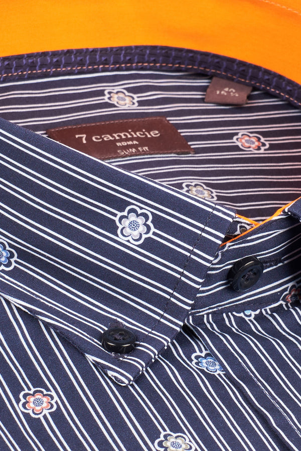 Camicia Uomo Leonardo Sport Popelin Blu Bianco