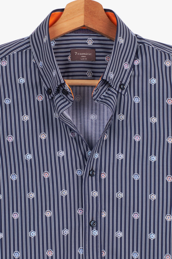 Camicia Uomo Leonardo Sport Popelin Blu Bianco