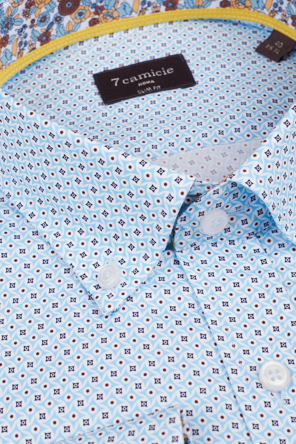 Leonardo Sport Poplin Man Shirt Brown Light Blue