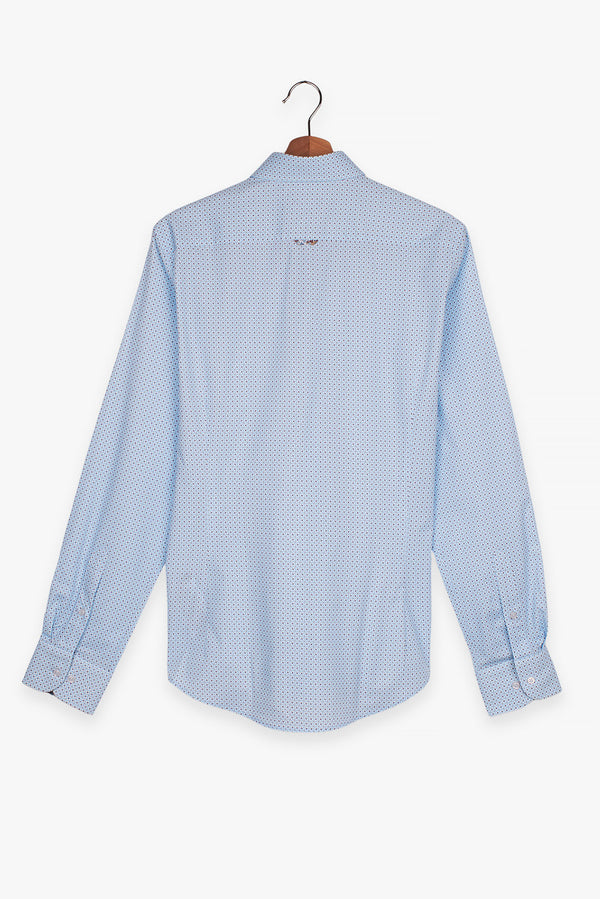Camisa Hombre Leonardo Sport Popelin Marron Azul Claro