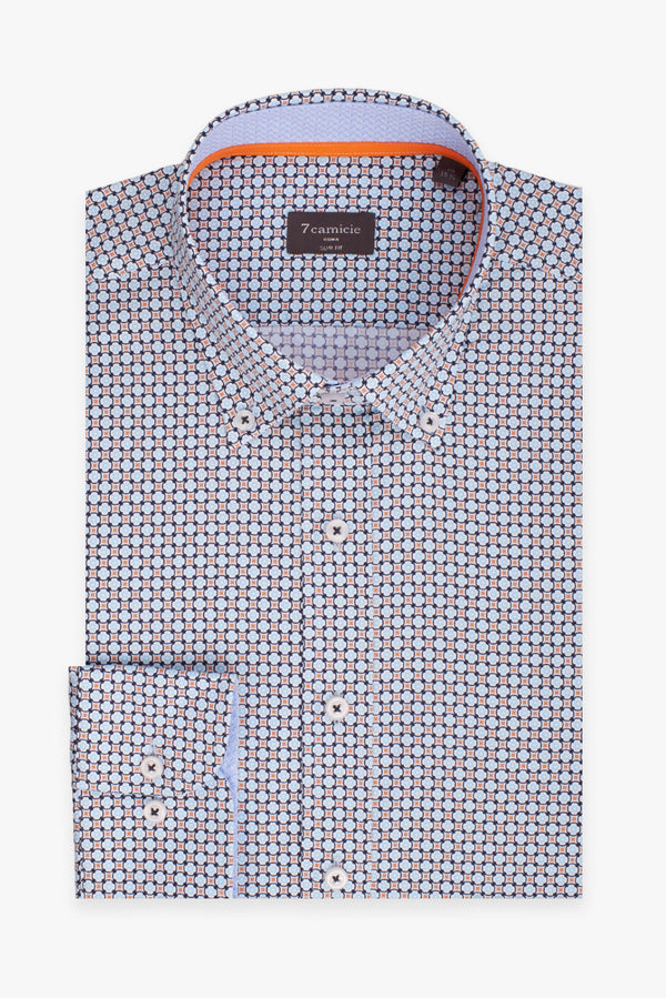 Camicia Uomo Leonardo Sport Popelin Blu Arancione