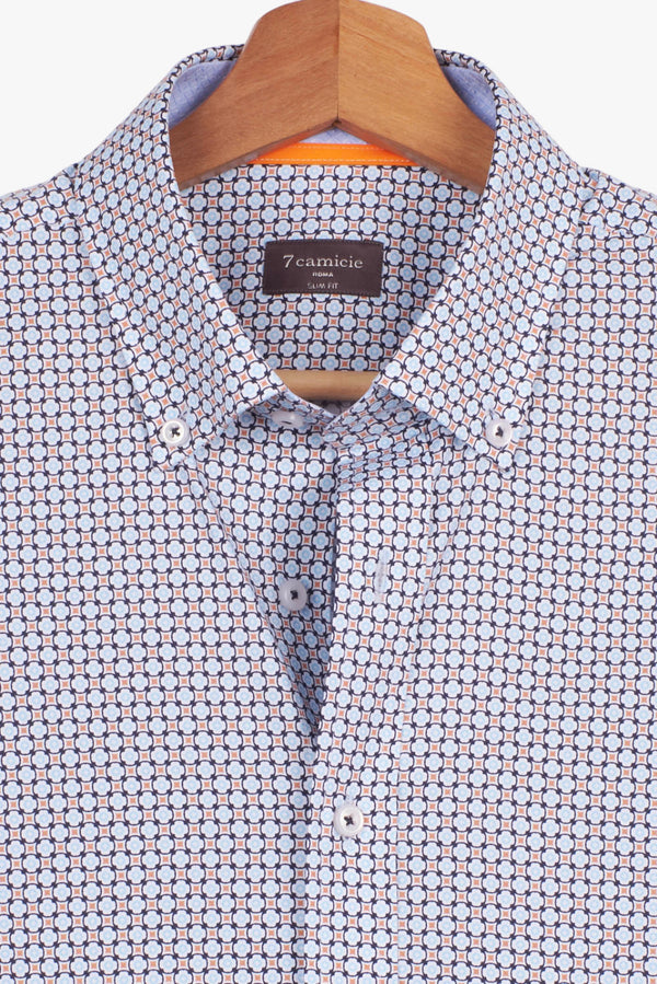 Camicia Uomo Leonardo Sport Popelin Blu Arancione