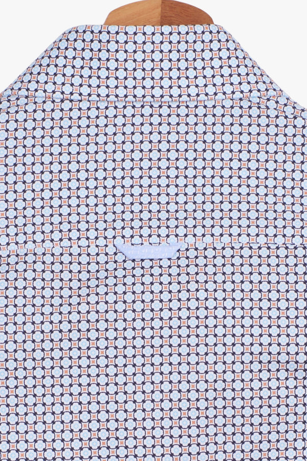 Camicia Uomo Leonardo Sport Popelin Blu Arancione