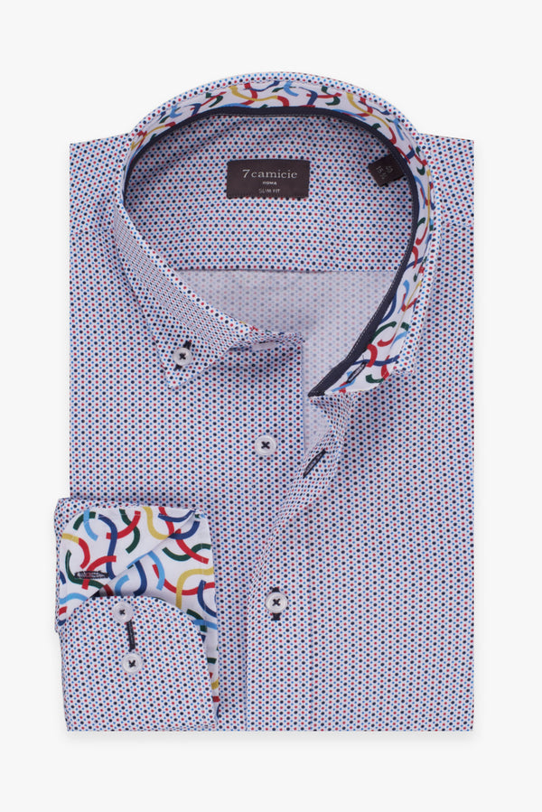 Camisa Hombre Leonardo Sport Popelin Blanco Rojo