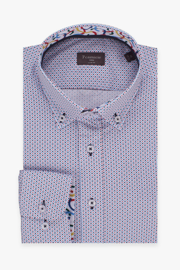 Camisa Hombre Leonardo Sport Popelin Blanco Rojo