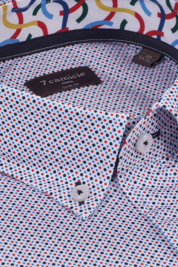 Camisa Hombre Leonardo Sport Popelin Blanco Rojo