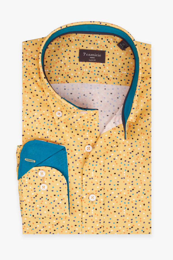 Camicia Uomo Leonardo Sport Popelin Giallo Blu