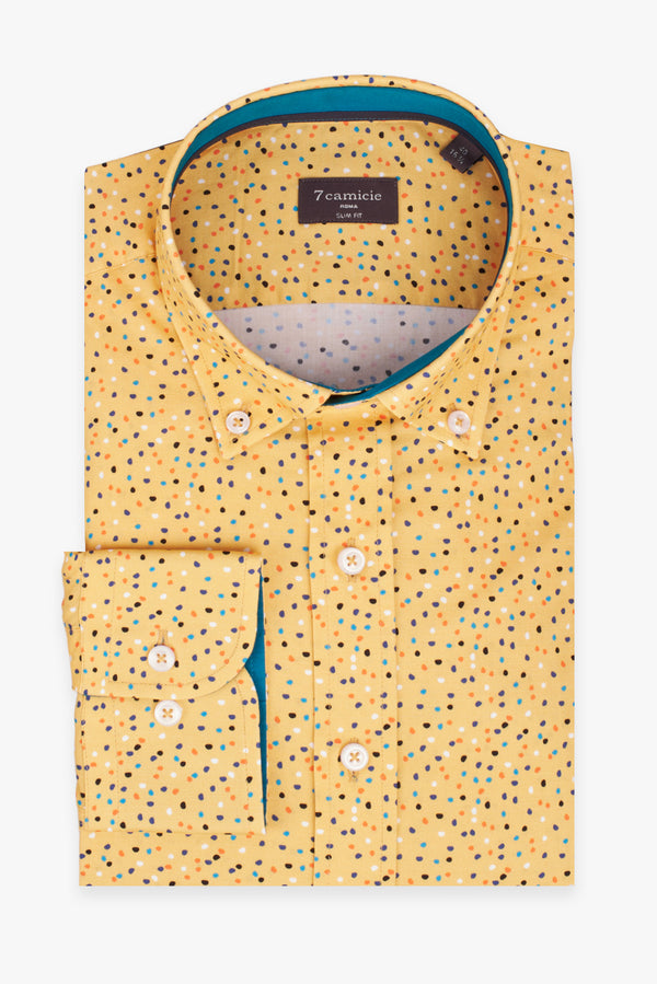 Leonardo Sport Poplin Man Shirt Yellow Blue