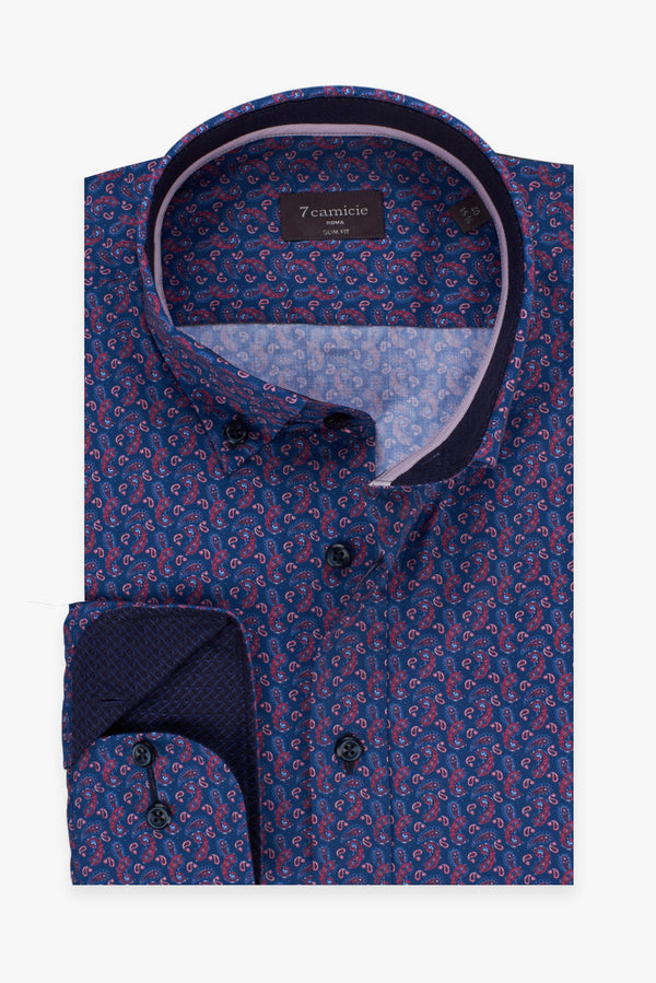 Leonardo Sport Poplin Man Shirt Blue Red