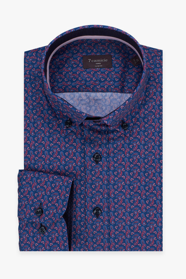 Leonardo Sport Poplin Man Shirt Blue Red