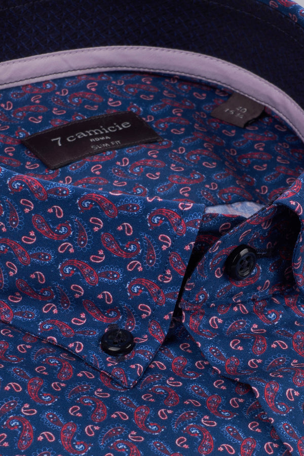 Leonardo Sport Poplin Man Shirt Blue Red