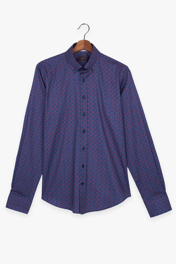 Leonardo Sport Poplin Man Shirt Blue Red