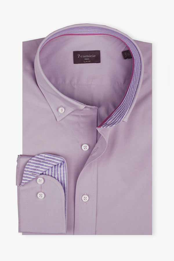 Camicia Uomo Leonardo Sport Popelin Stretch Lilla