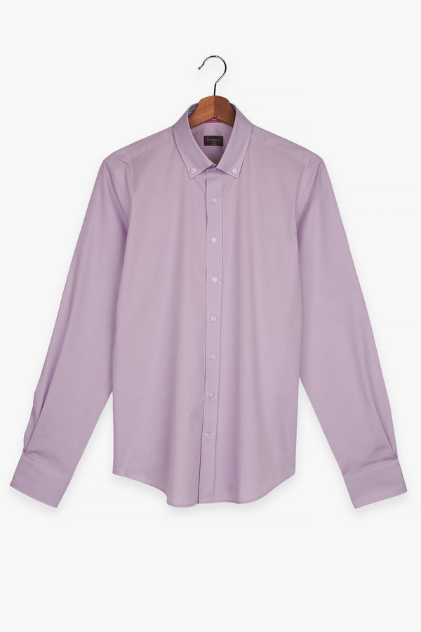 Camicia Uomo Leonardo Sport Popelin Stretch Lilla
