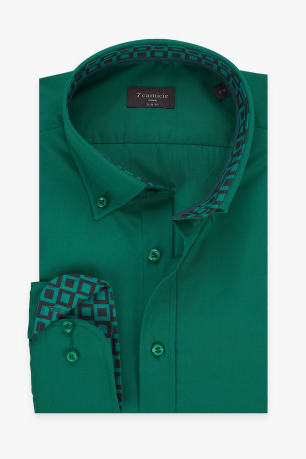 Camicia Uomo Leonardo Sport Popelin Stretch Verde