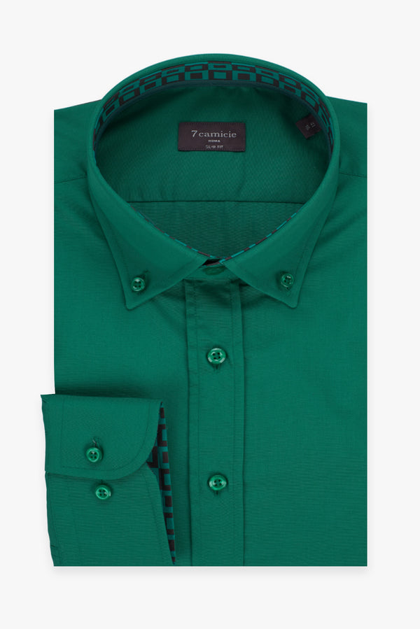 Camicia Uomo Leonardo Sport Popelin Stretch Verde