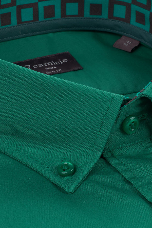 Camicia Uomo Leonardo Sport Popelin Stretch Verde