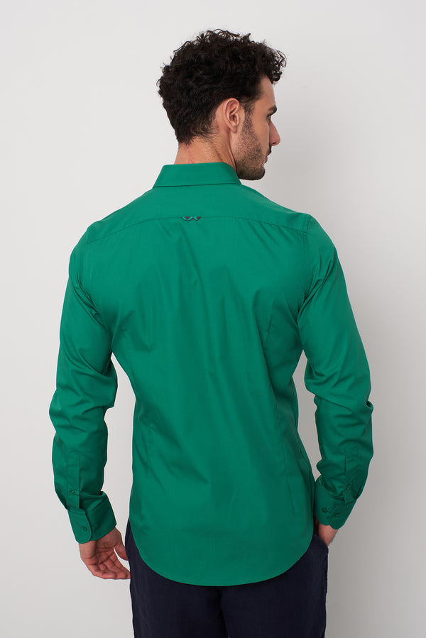 Camicia Uomo Leonardo Sport Popelin Stretch Verde