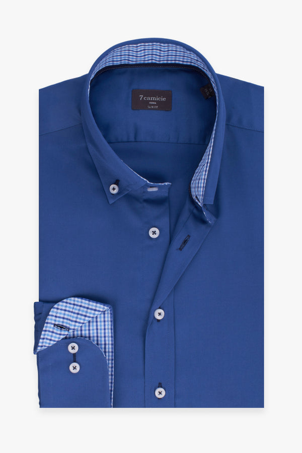 Leonardo Sport Herren Hemd Satin Blau