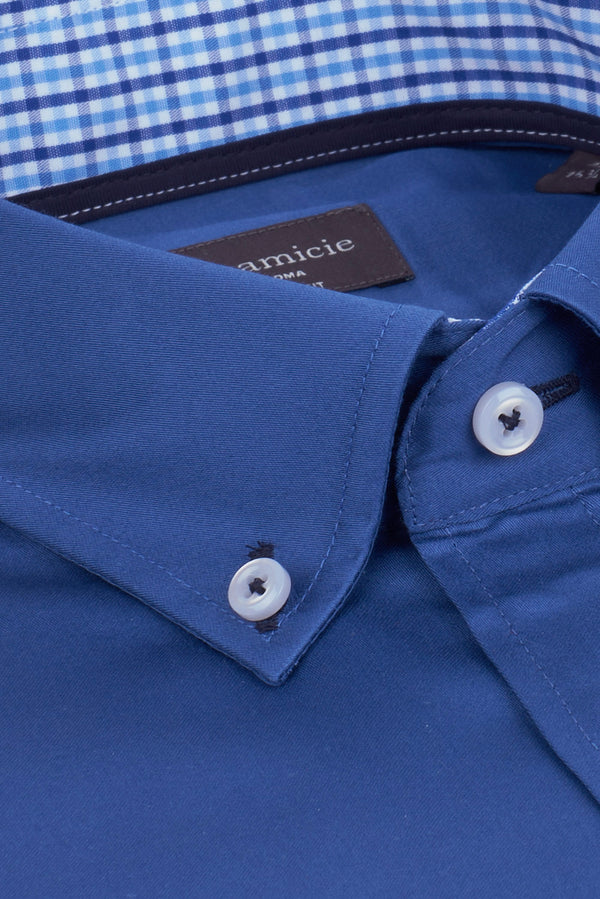 Leonardo Sport Herren Hemd Satin Blau